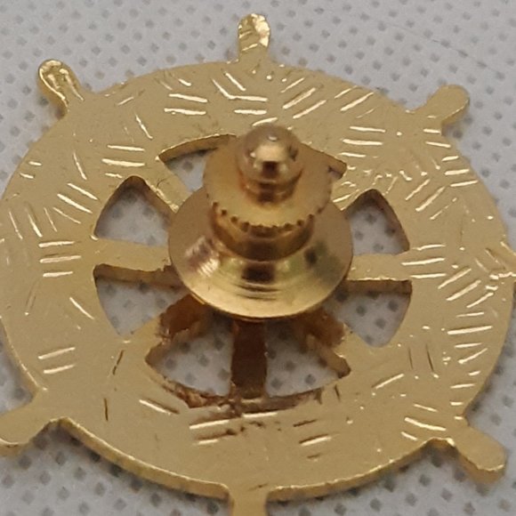 Cloisonne Floral Nautical Ships Wheel Pin Brooch - Picture 5 of 7